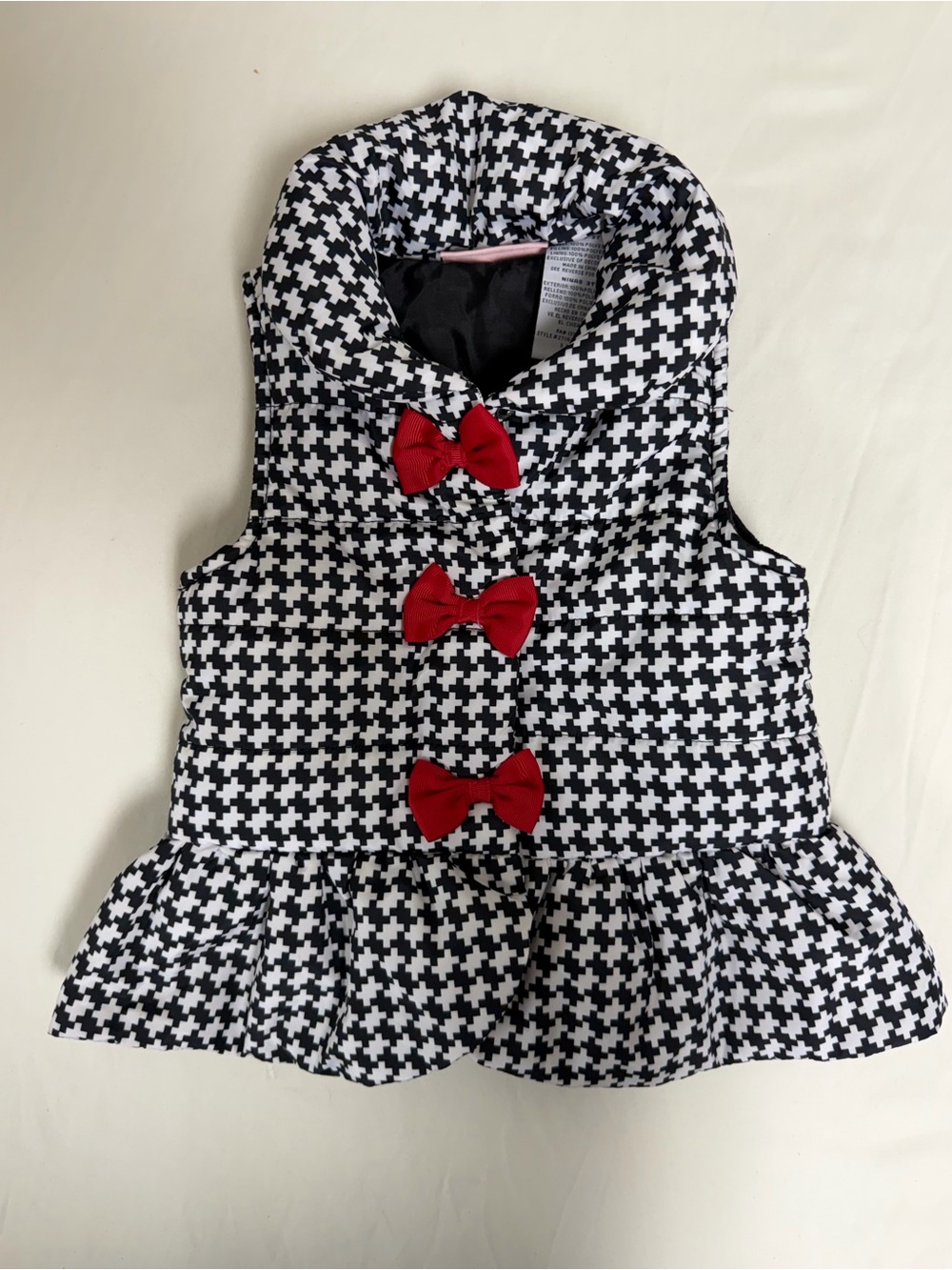 Kids Headquarters Snap Up Girls Puffer Best Black & White A/Red Bows Size 3T
